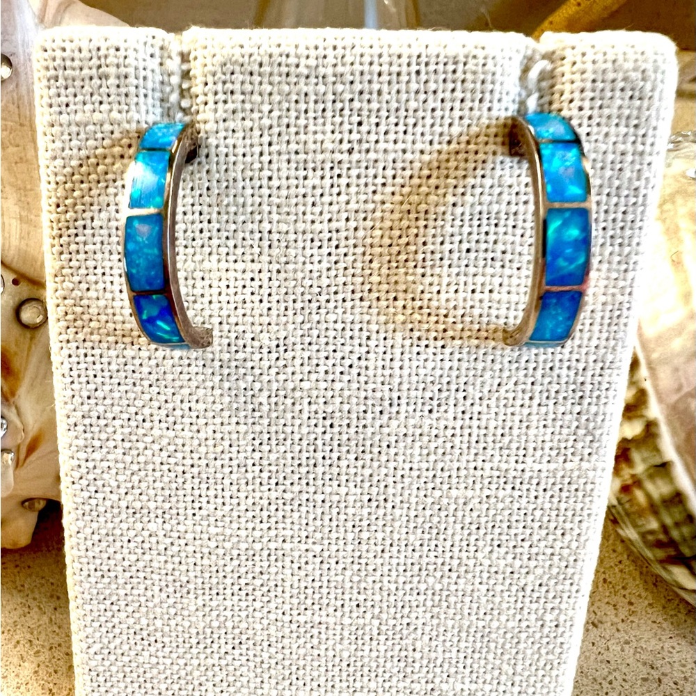 Australian Opals set in Sterling Silver Pierced Earrings